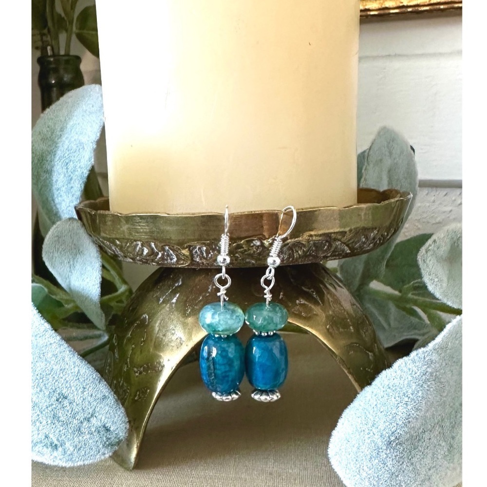 Blue gemstone handmade earrings.